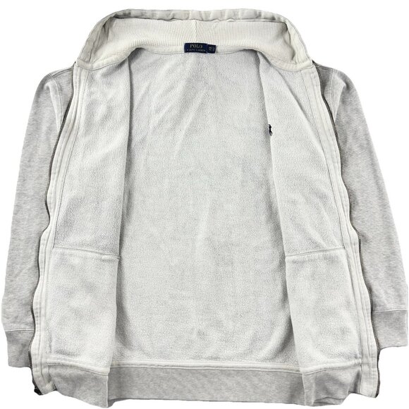 Polo Ralph Lauren Men’s 3XLT Gray Full Zip Hoodie Thermal Waffle Knit Lined Hood - Picture 3 of 13